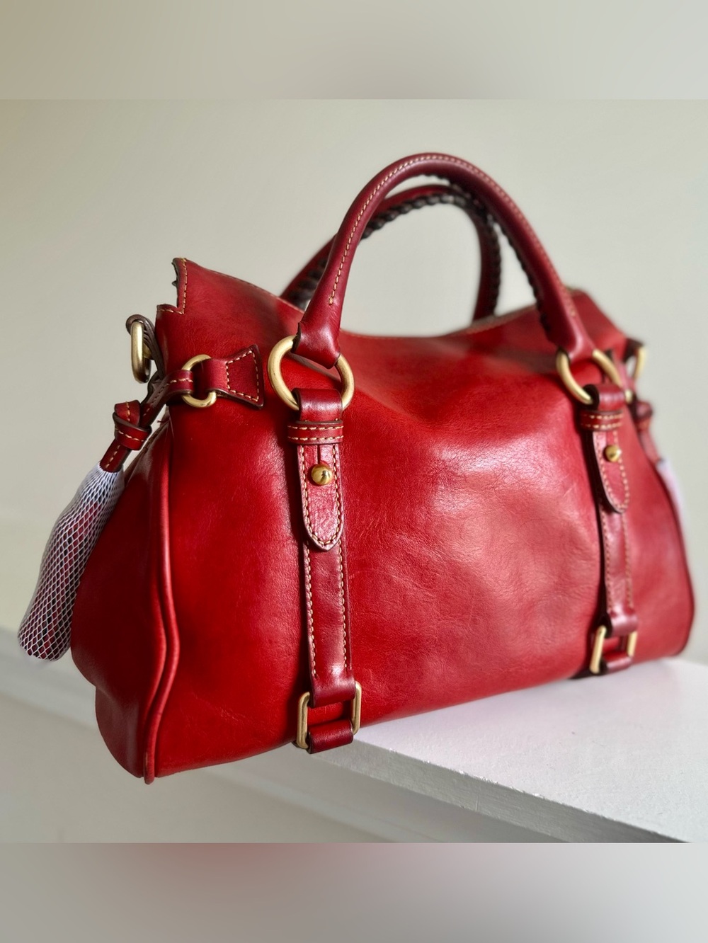 Dooney & Bourke Vintage Red Florentine Satchel EUC - Picture 6 of 15